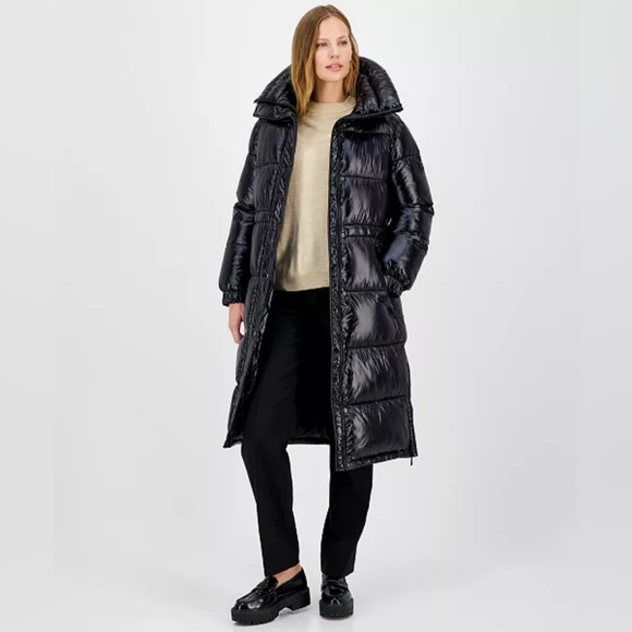 Michael Kors Shine Hooded Anorak Puffer Coat in Black - Picture 1 of 2